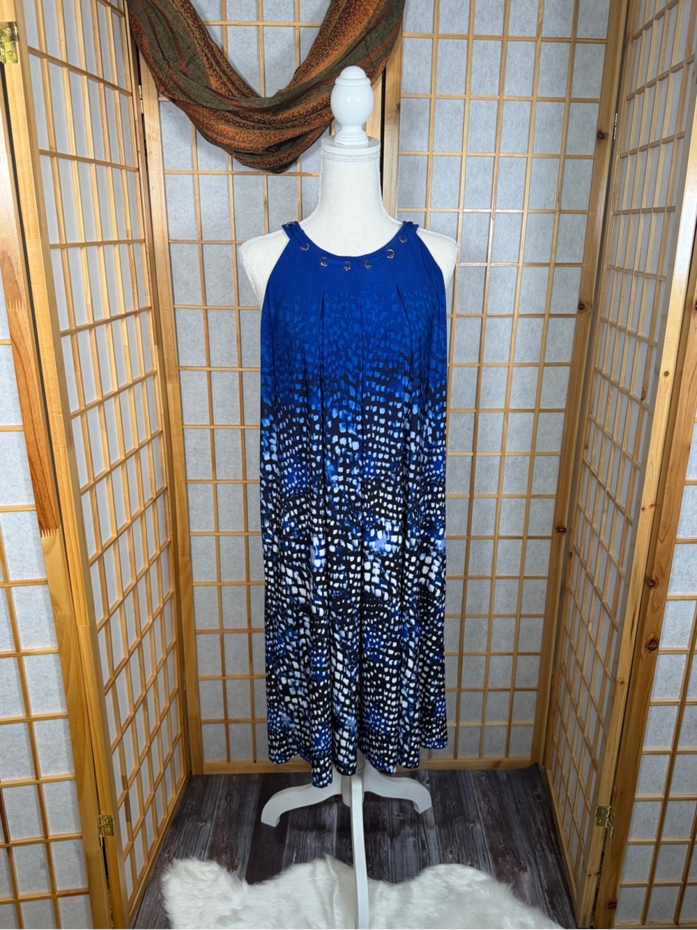Calvin Klein Blue Ombre Halter Maxi Dress